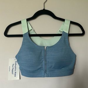 NWT Outdoor Voices Tech Sweat Zip Bra in color Provincial Blue